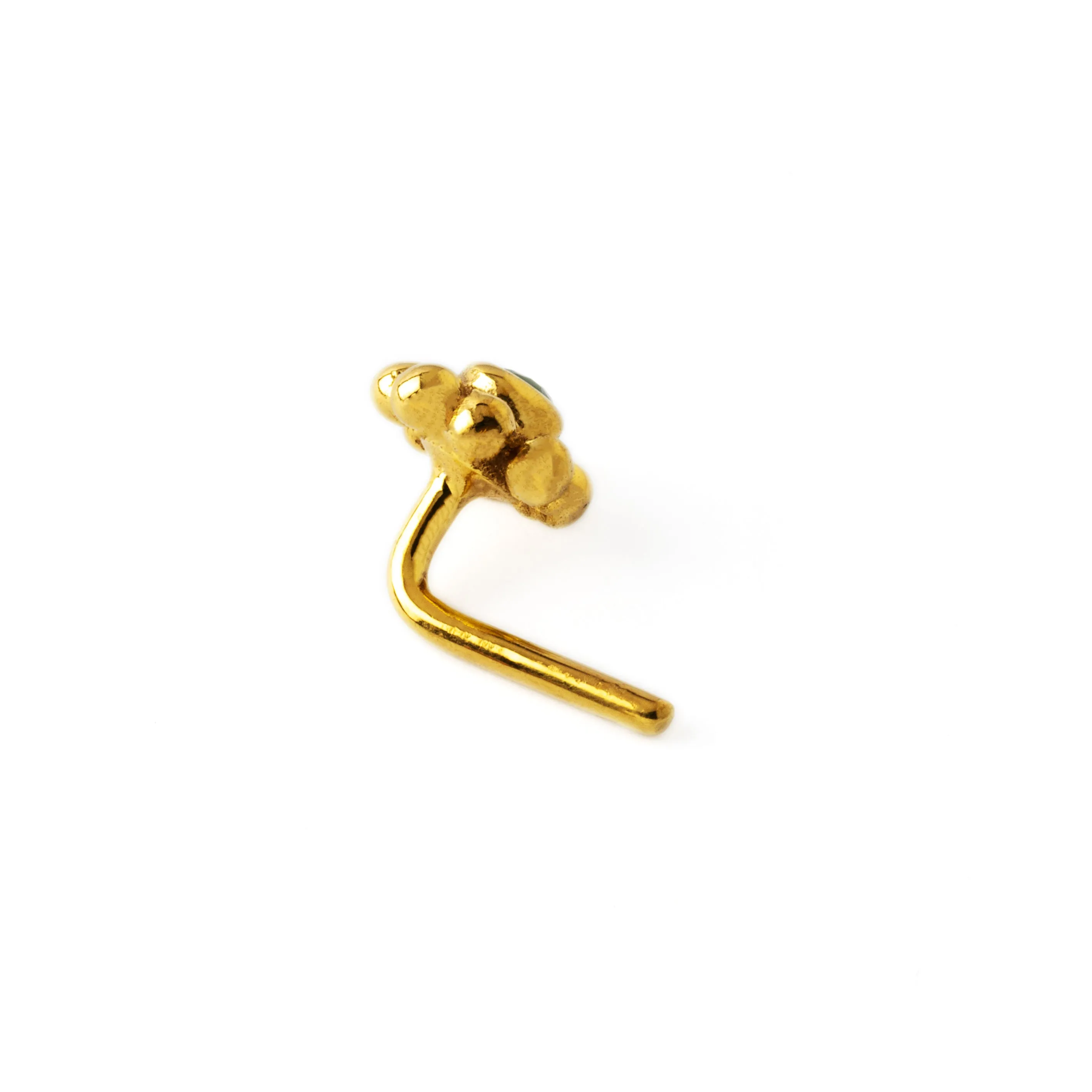 Flower with Garnet Gold Nose Stud