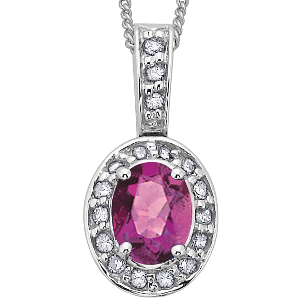 Gemstone Pendants with Diamond Halo