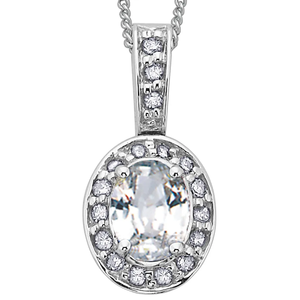 Gemstone Pendants with Diamond Halo
