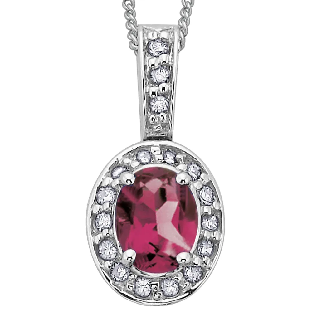 Gemstone Pendants with Diamond Halo