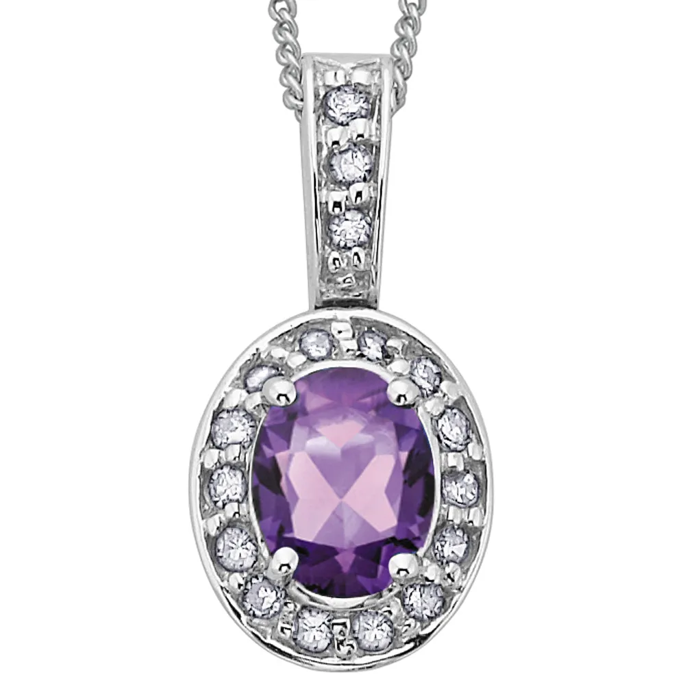Gemstone Pendants with Diamond Halo