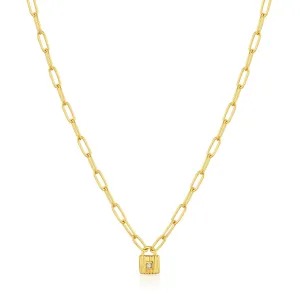 Gold Chunky Chain Padlock Necklace