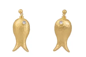 Gold Fish Earring in Crystal