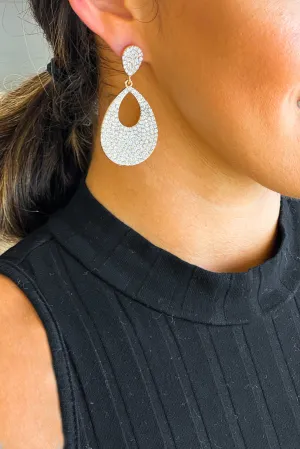 Gold Full Rhinestone Dangle Earrings