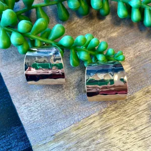 Gold Hammered Wide Hoop Earrings