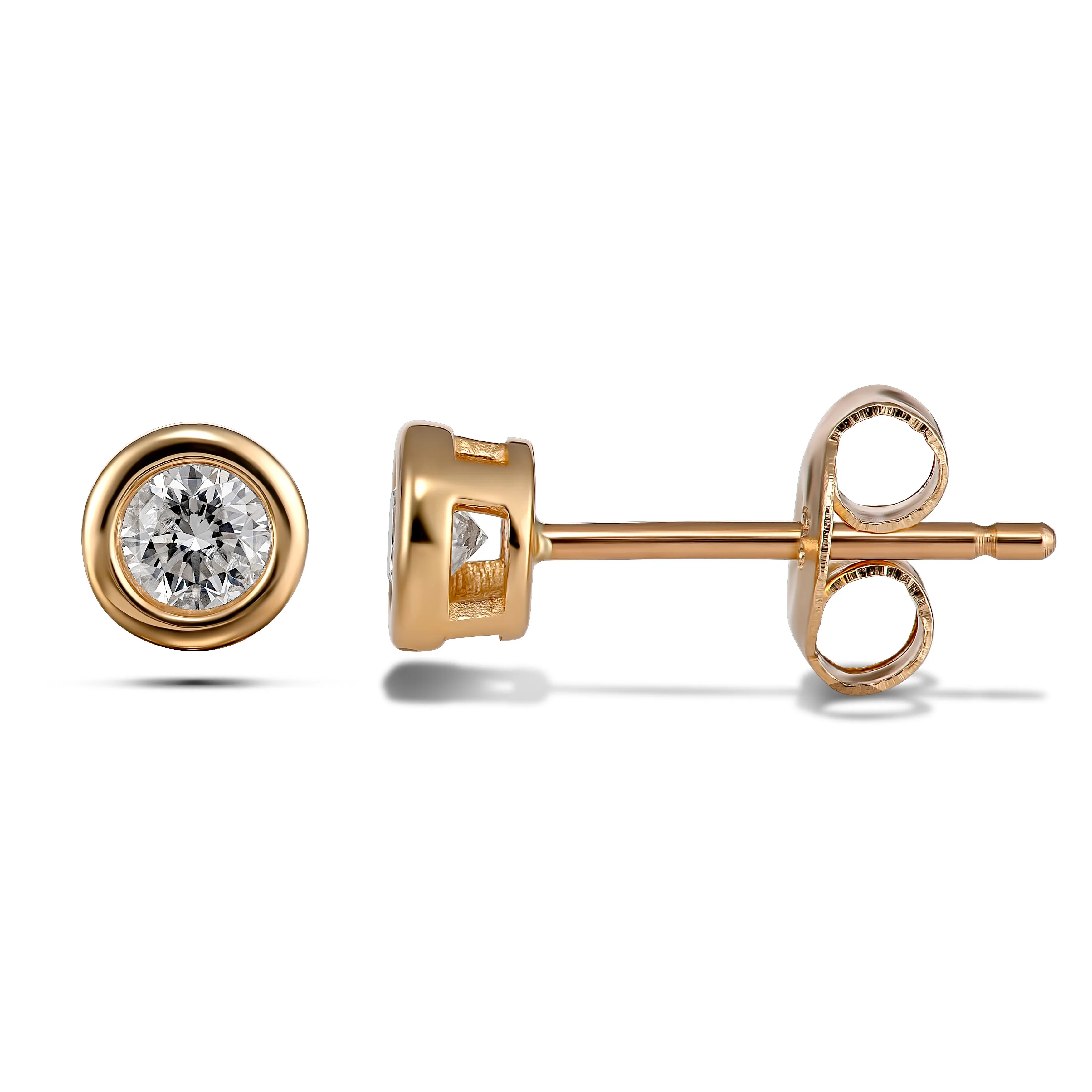 Graceful 18CT Yellow Gold Bezel Set Diamond Earrings
