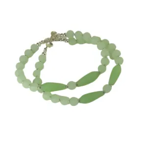 Green Sea Glass Double Strand Bracelet