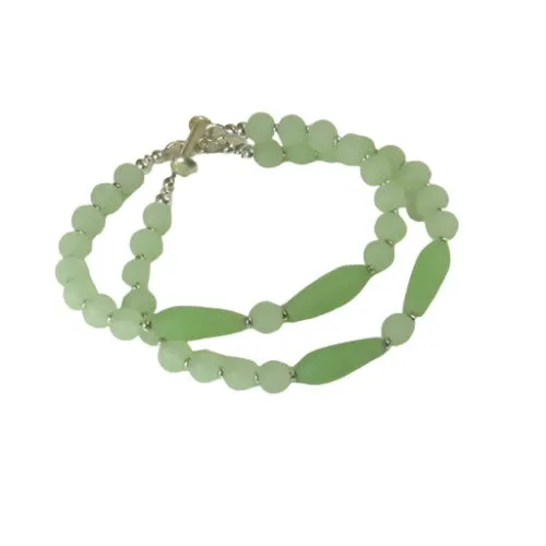 Green Sea Glass Double Strand Bracelet