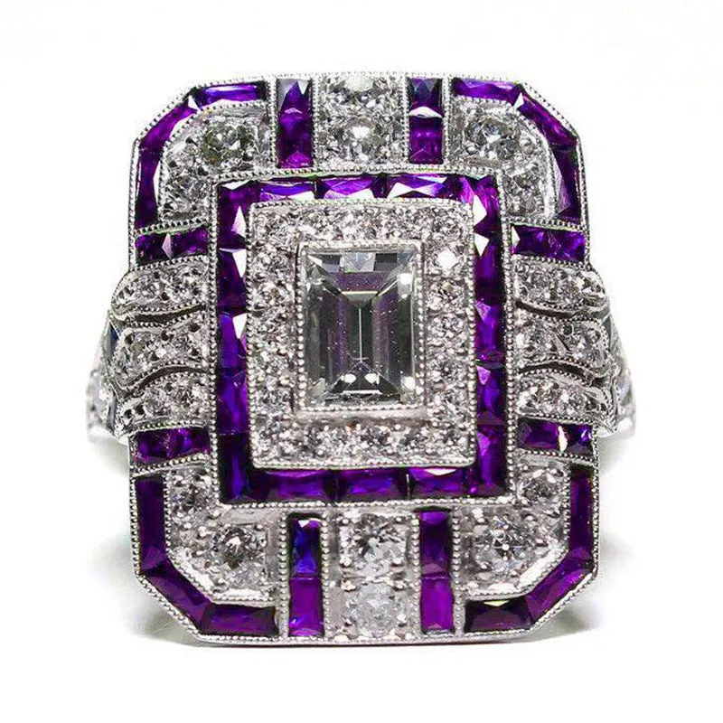 Harlow- the 1930s Inspired Art Deco Rhinestone Ring 5 Color Ways