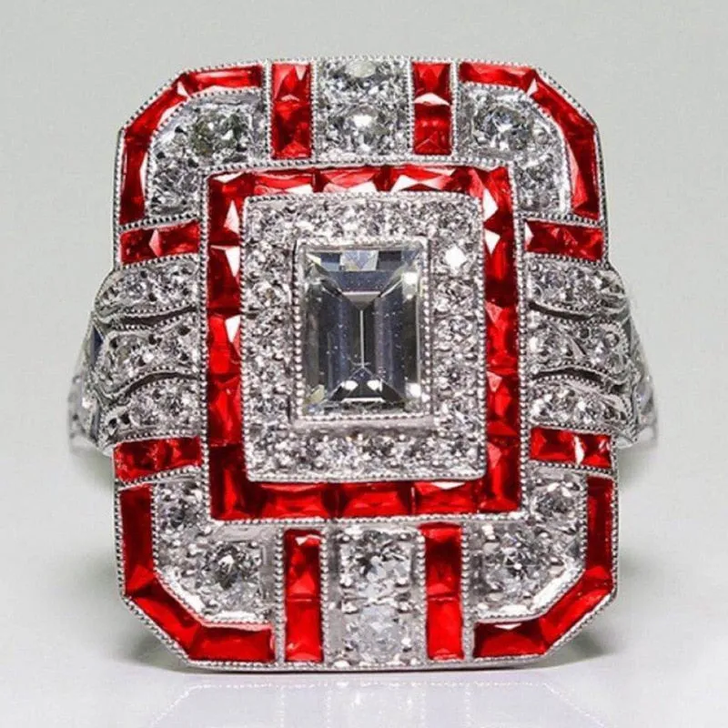 Harlow- the 1930s Inspired Art Deco Rhinestone Ring 5 Color Ways