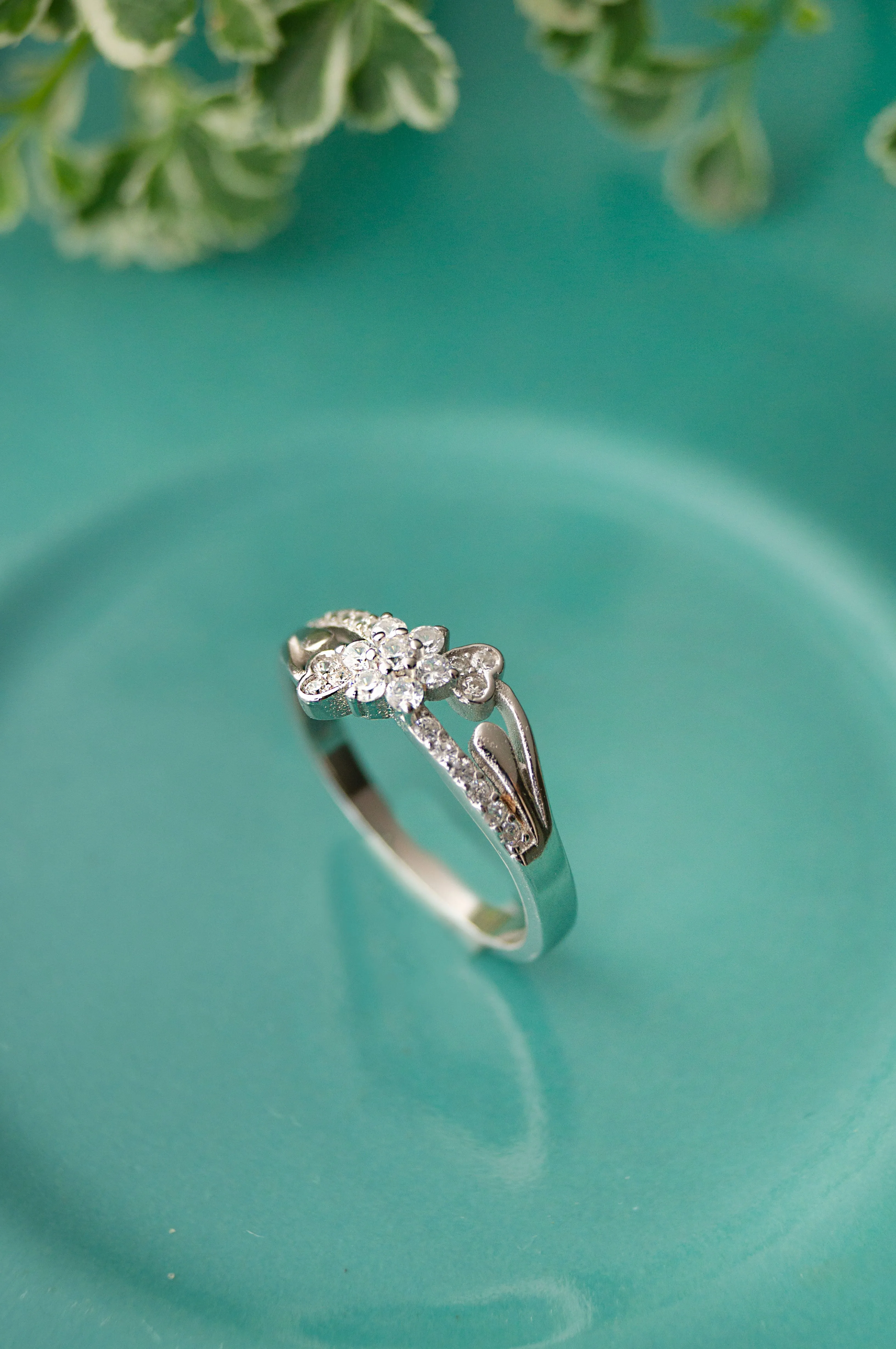 Heart Blossom Rose Gold Plated Sterling Silver Ring