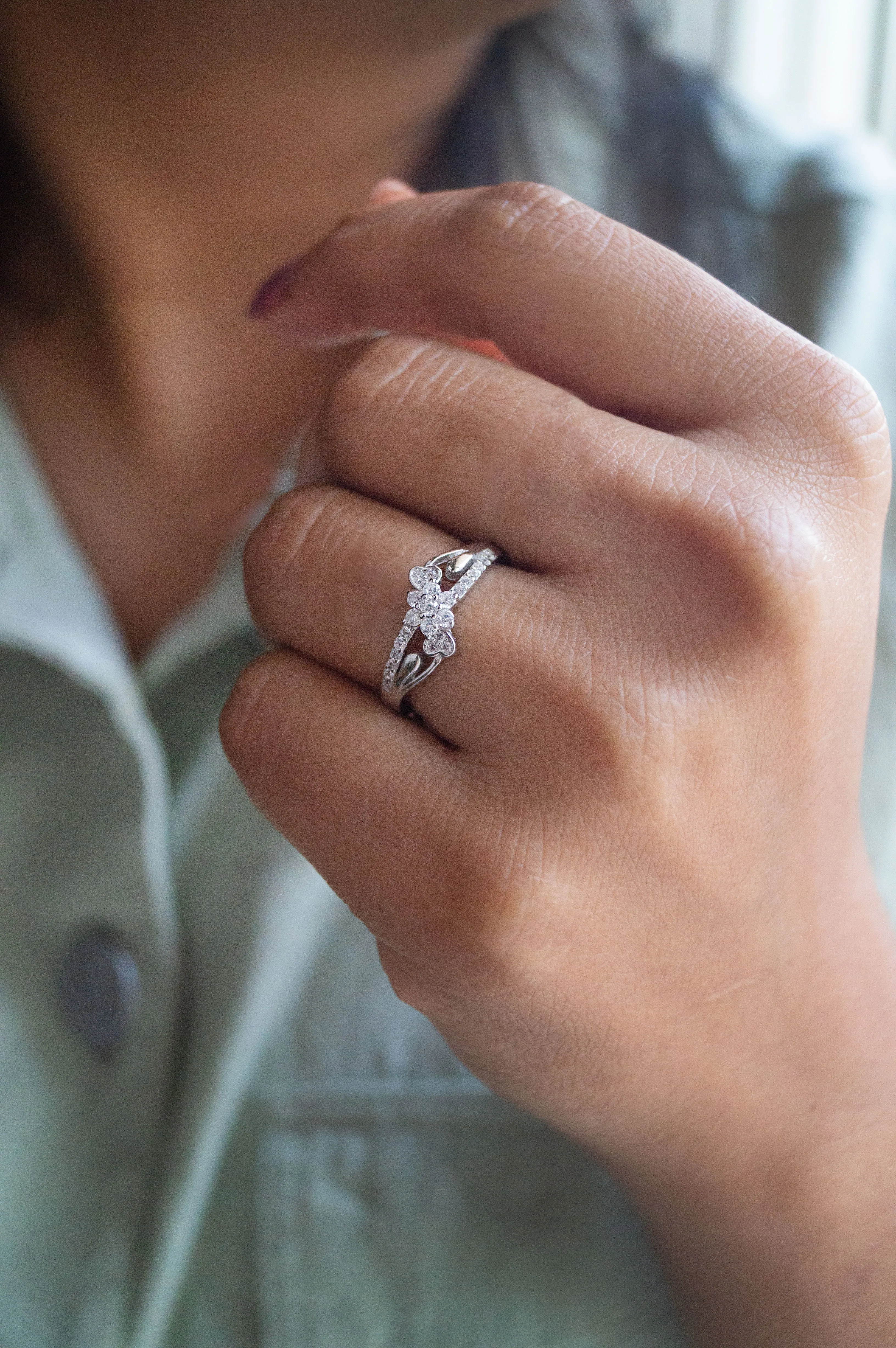 Heart Blossom Rose Gold Plated Sterling Silver Ring