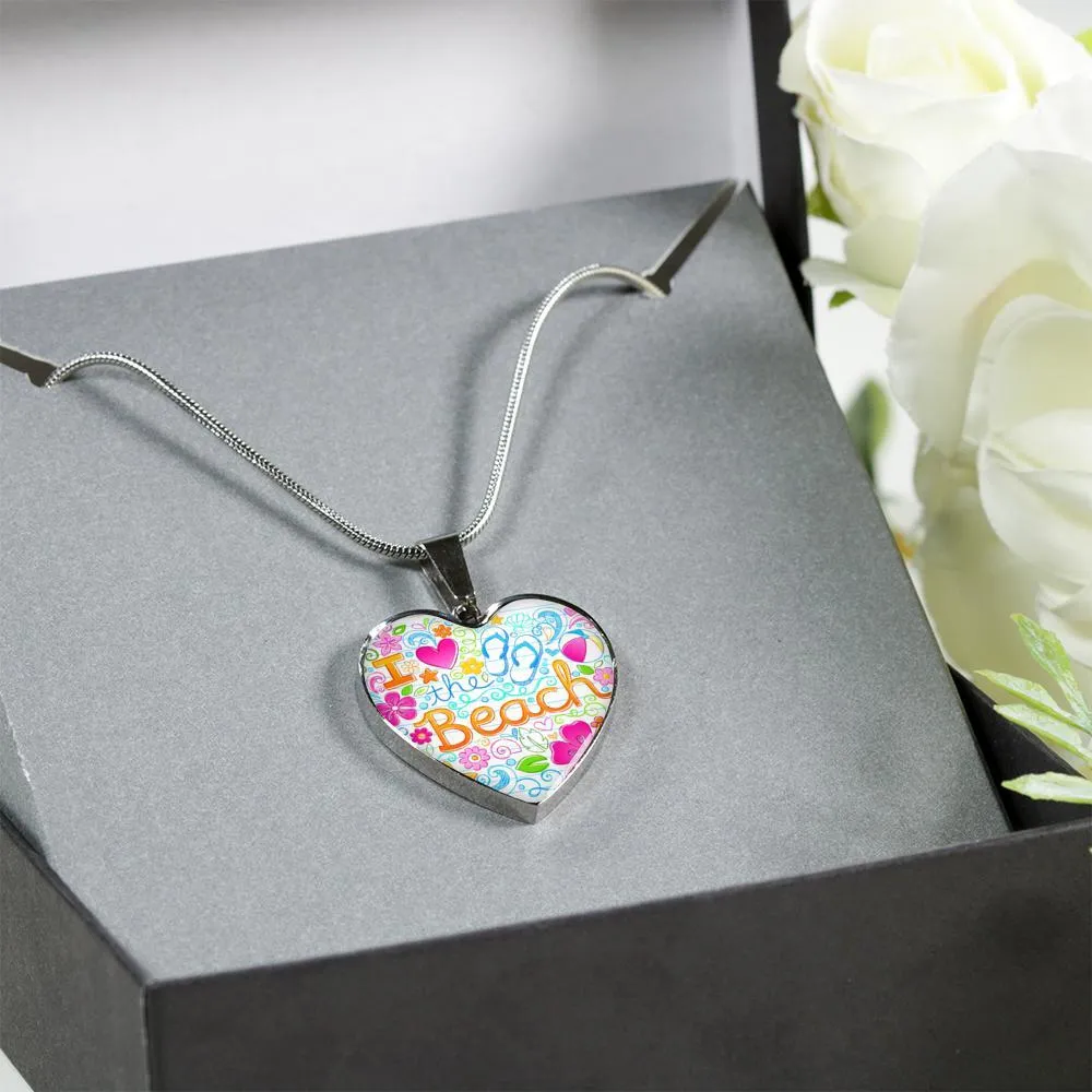I Love The Beach Heart Necklace