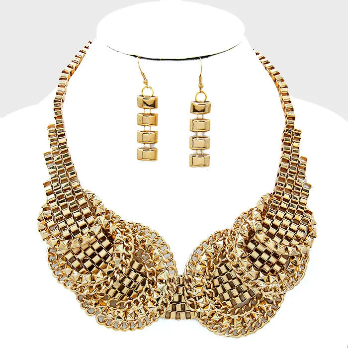 iLLASPARKZ Chunky Metal Chain Hoop Collar Necklace