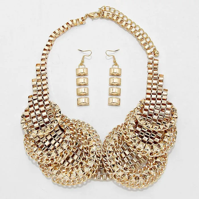 iLLASPARKZ Chunky Metal Chain Hoop Collar Necklace