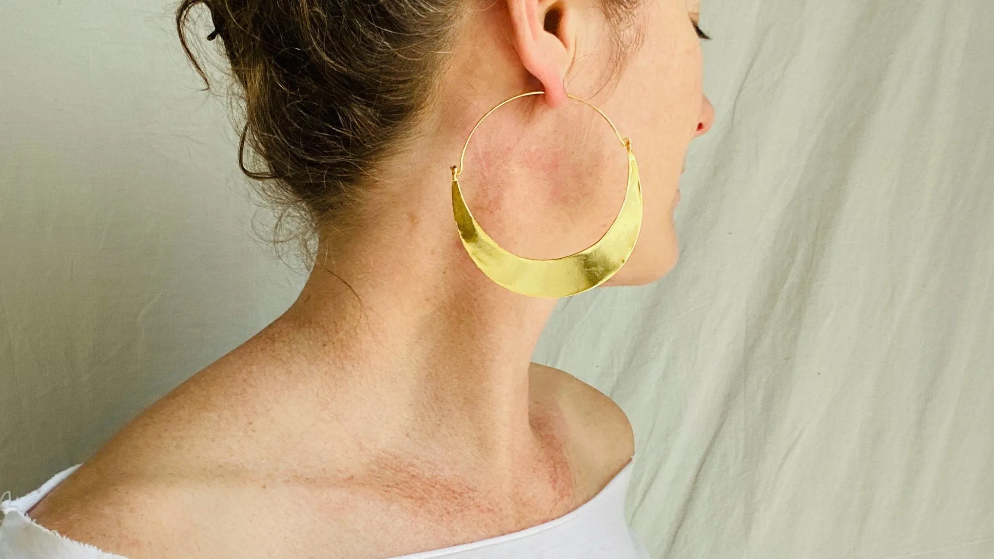 Karen Hill Tribe Earrings. Oversized Hoops. 24kt Gold Plated. Vermeil