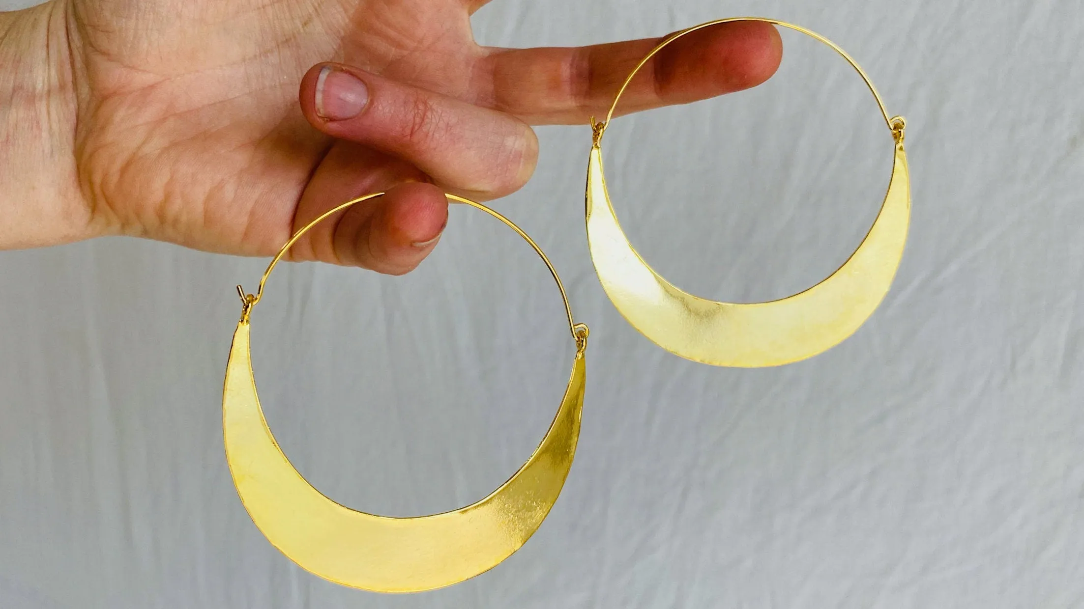 Karen Hill Tribe Earrings. Oversized Hoops. 24kt Gold Plated. Vermeil