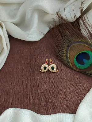 Mango-shaped pure Silver Studs with Semi-Precious Stones
