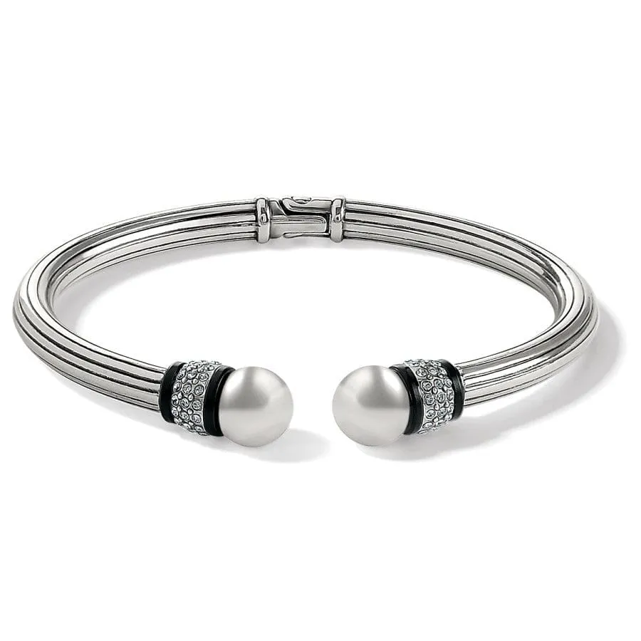 Meridian Open Hinged Black/Silver Bangle
