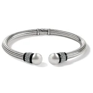 Meridian Open Hinged Black/Silver Bangle