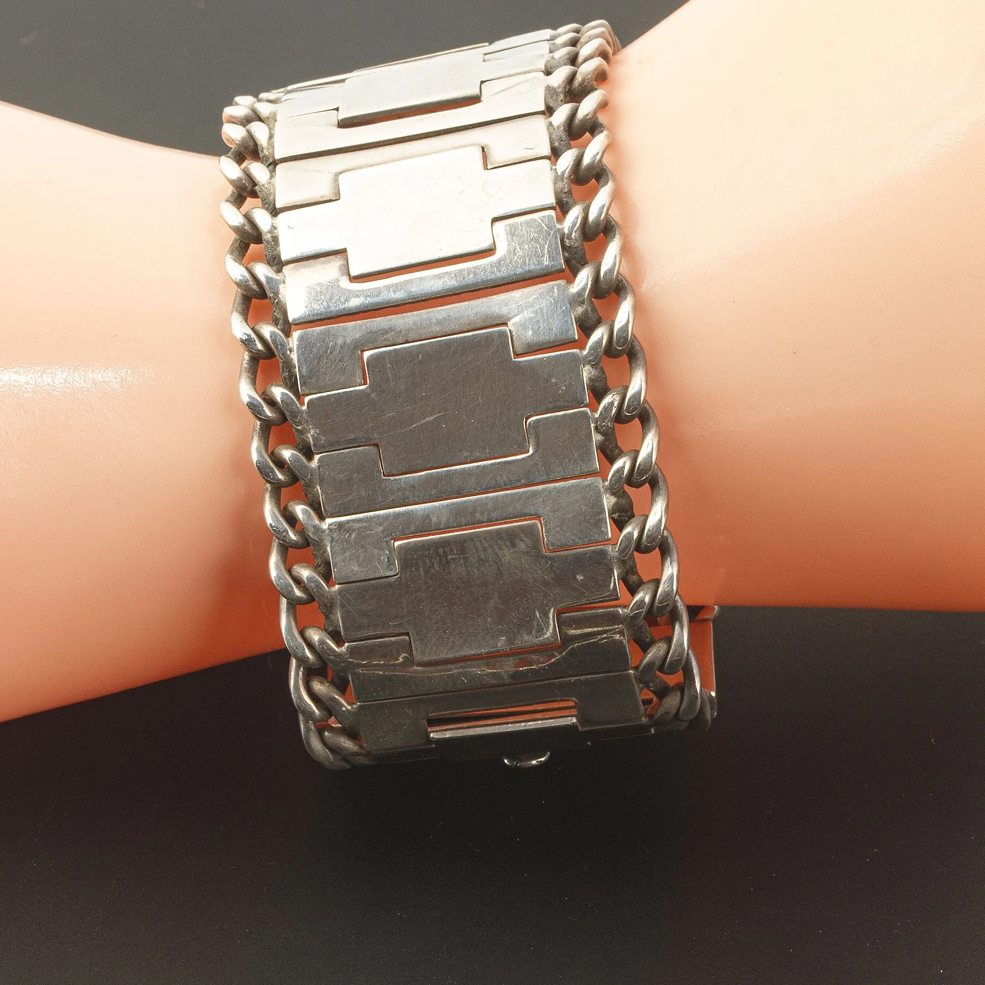 Mexican Sterling Silver Linked Wave Bracelet j-brvs-988