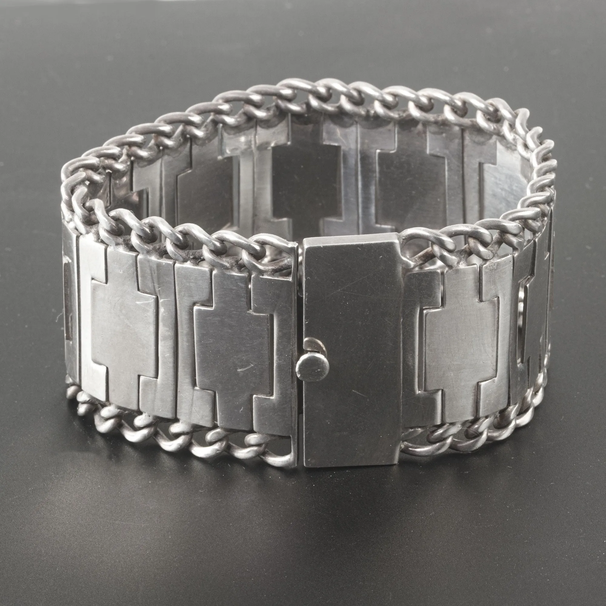 Mexican Sterling Silver Linked Wave Bracelet j-brvs-988
