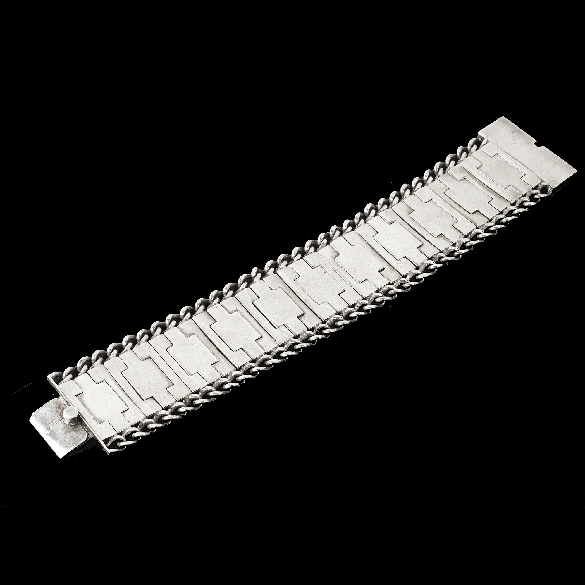 Mexican Sterling Silver Linked Wave Bracelet j-brvs-988