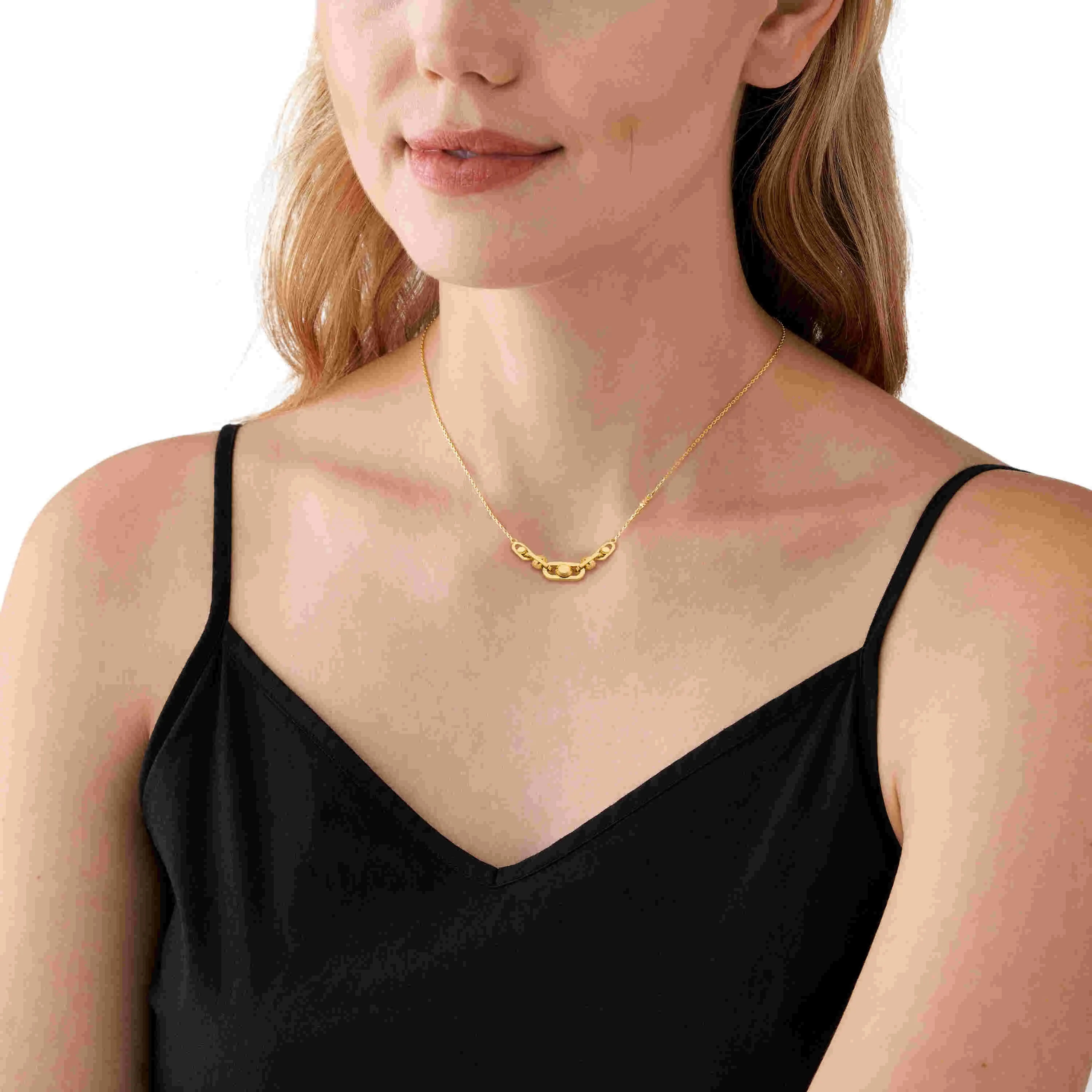 Michael Kors 14K Gold Sterling Silver Astor Link Pendant Necklace MKC170800710