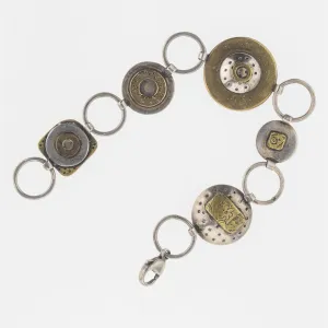 Modern link bracelet, sterling silver and bronze, Artisan made, Unsigned. j-brvs917cse