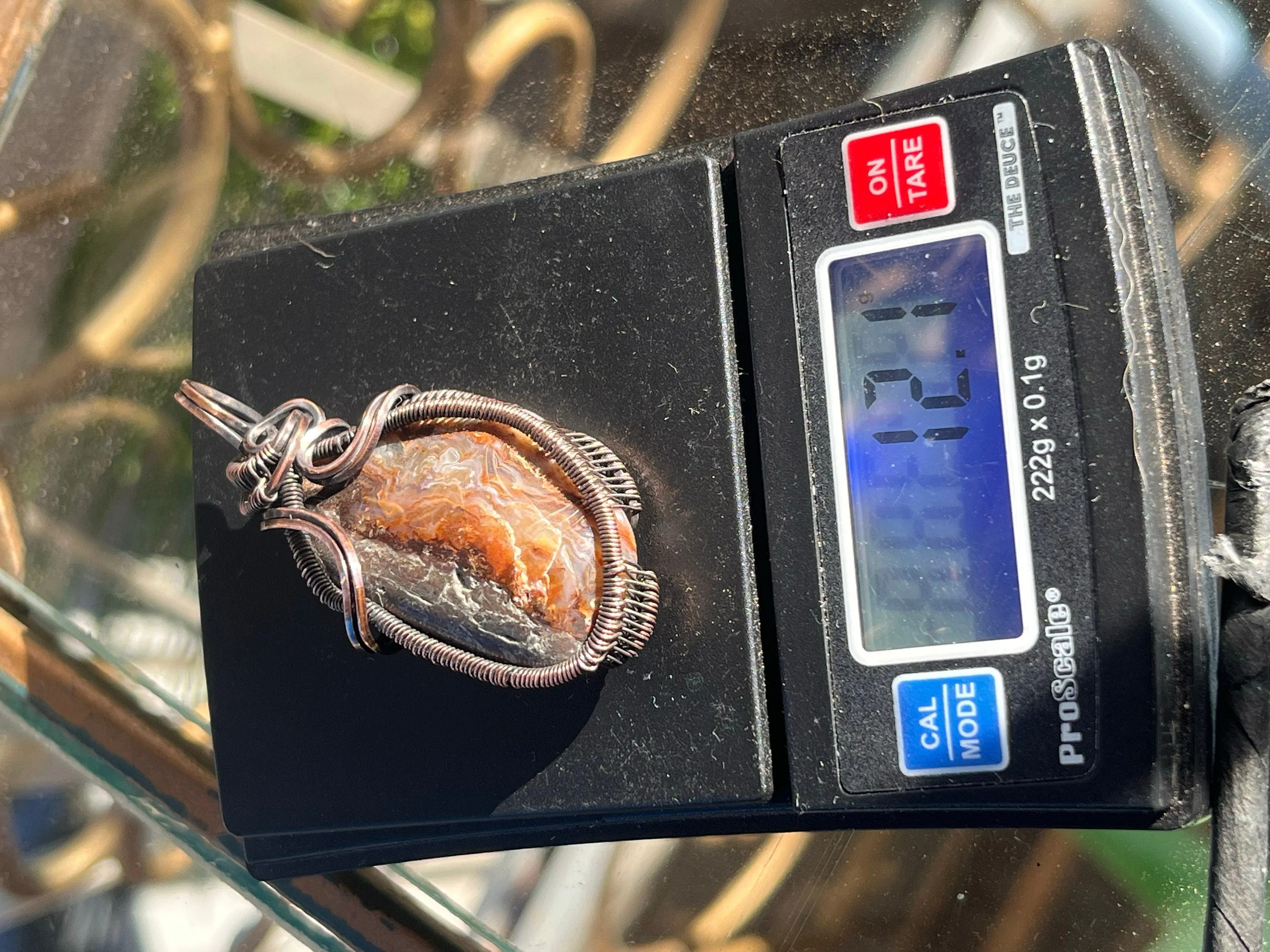 Moss Agate Oxidized Copper Wire Wrap Pendan