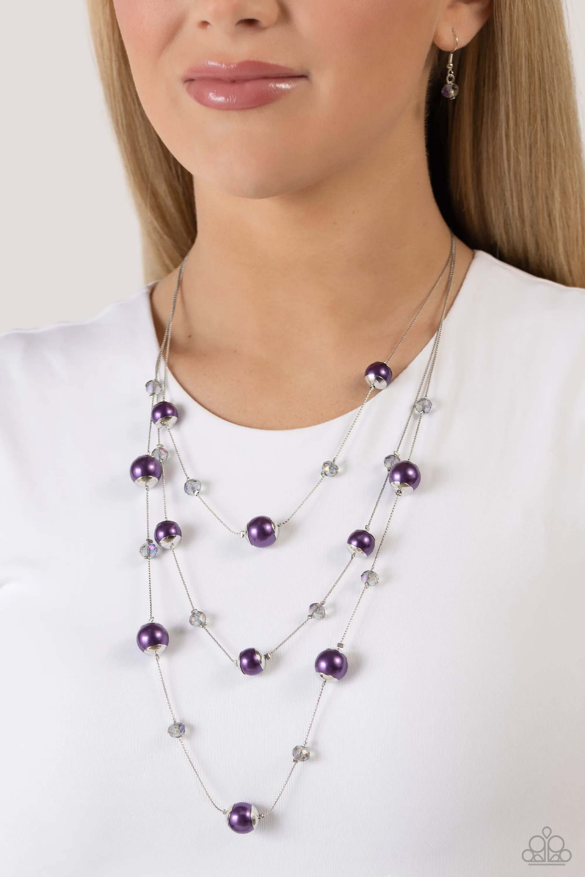 Necklaces Glistening Gamut - Purple PEARL N2441