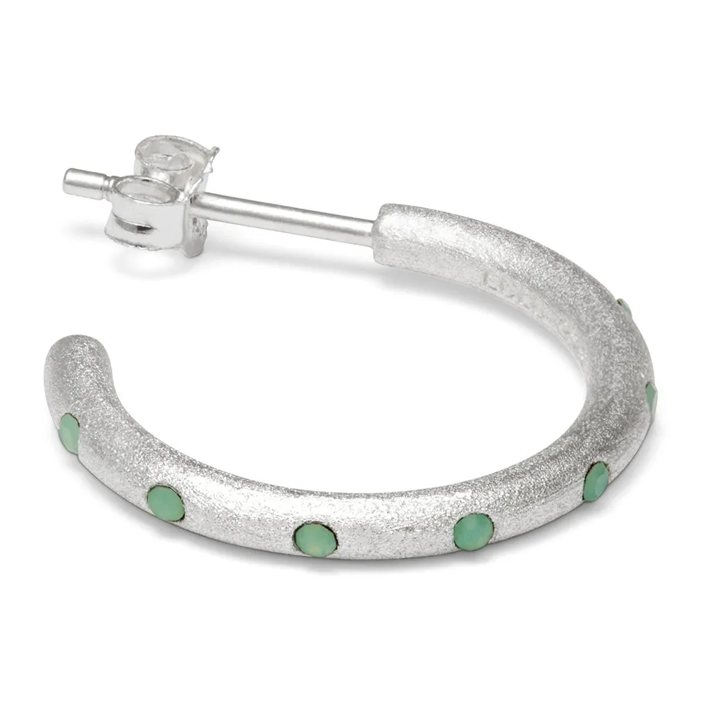 OMG Hoops Medium pair silver plated - Light Green