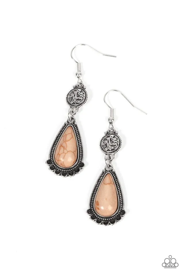 Paparazzi Earring ~ Montana Mountains - Brown