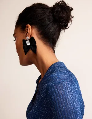 Party Bow Earrings-Black