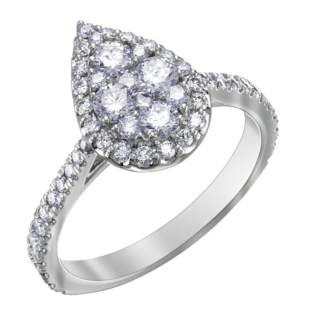 Pear-Shaped Cluster Style Diamond Ring