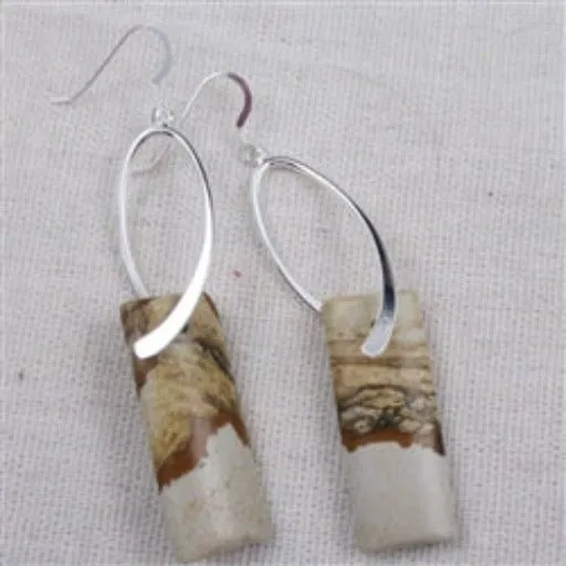 Picture Jasper Long and Dangling Earrings