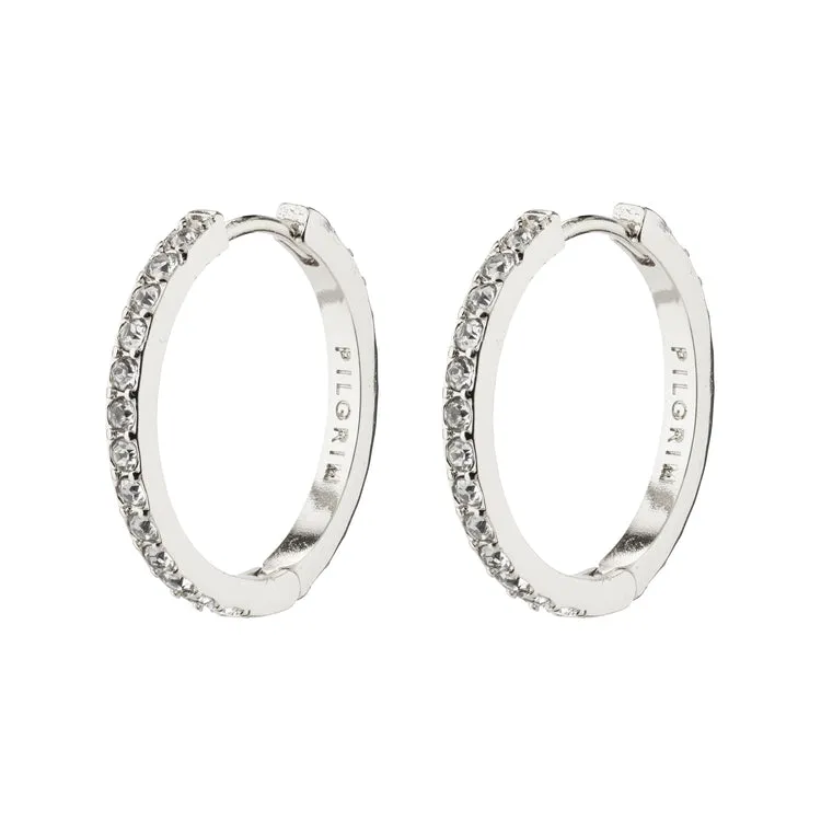 Pilgrim EBNA medium crystal hoops silver-plated