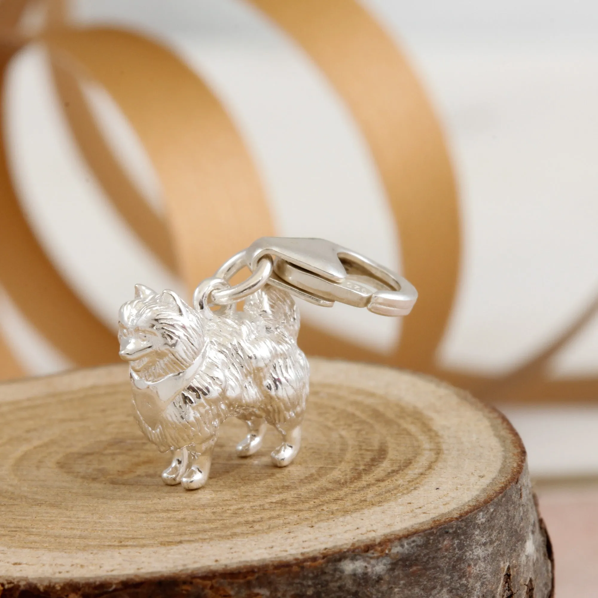 Pomeranian Silver Dog Charm