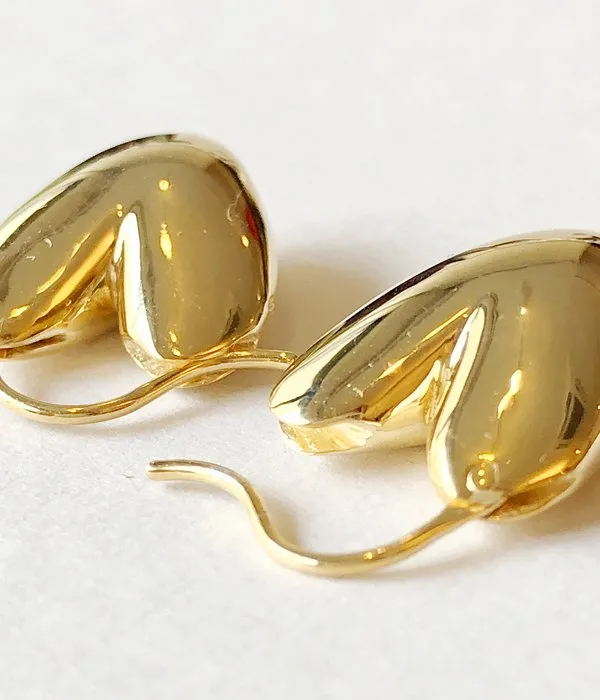 R.ALAGAN/TINY PUFFY HEART HOOPS(GOLD)