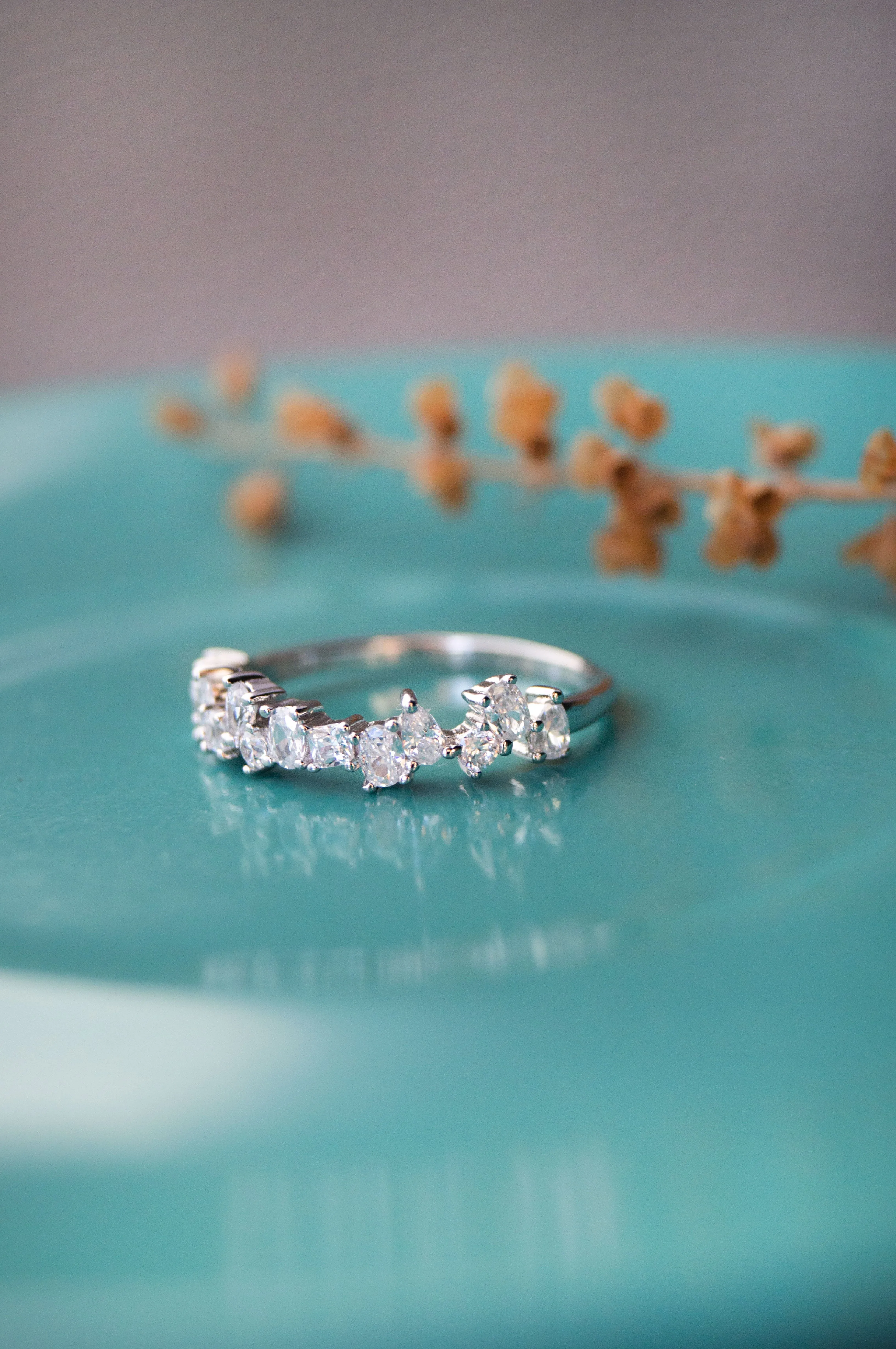 Random Sparkle Sterling Silver Ring