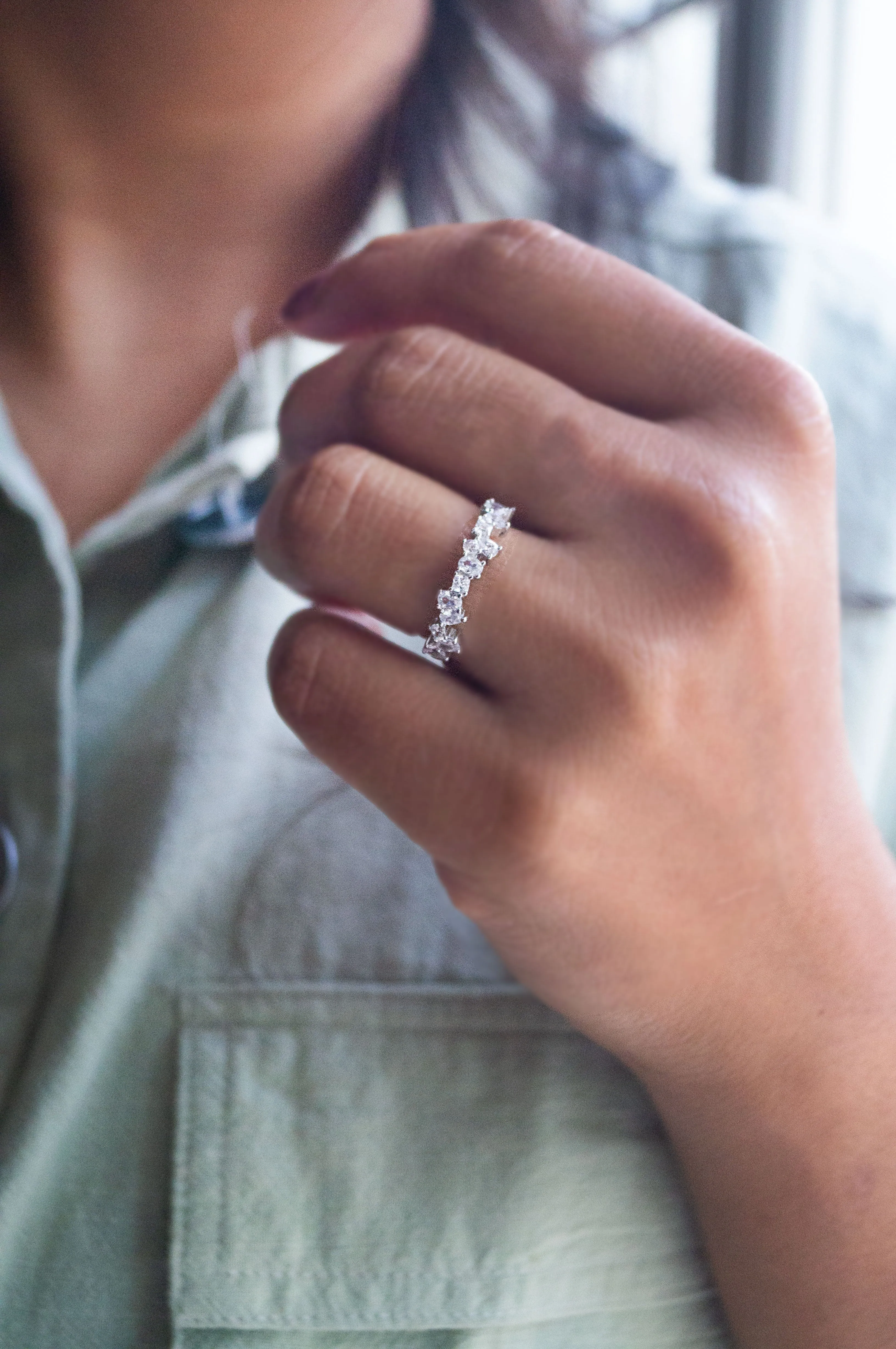 Random Sparkle Sterling Silver Ring