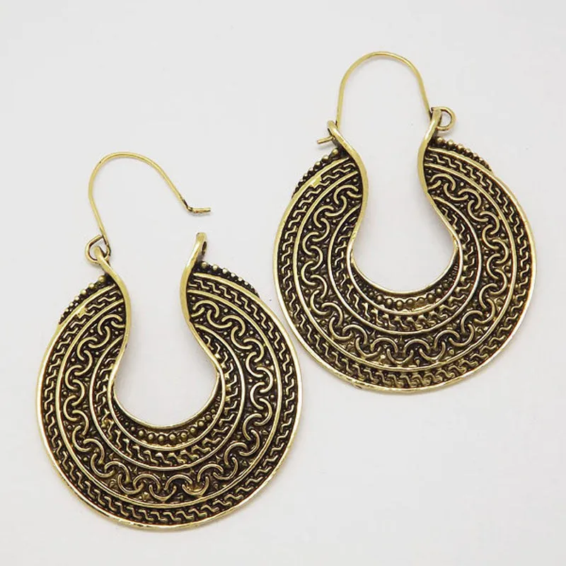 Retro Antique Tibet Silver Vine Hollow Filigree Vintage Earrings For Women Girls