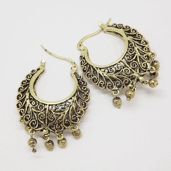 Retro Antique Tibet Silver Vine Hollow Filigree Vintage Earrings For Women Girls