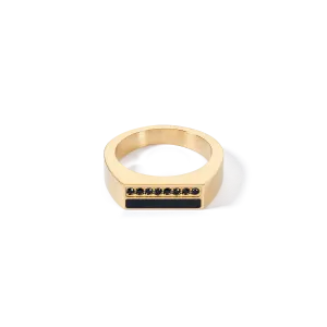 Ring Square Stripes gold-black