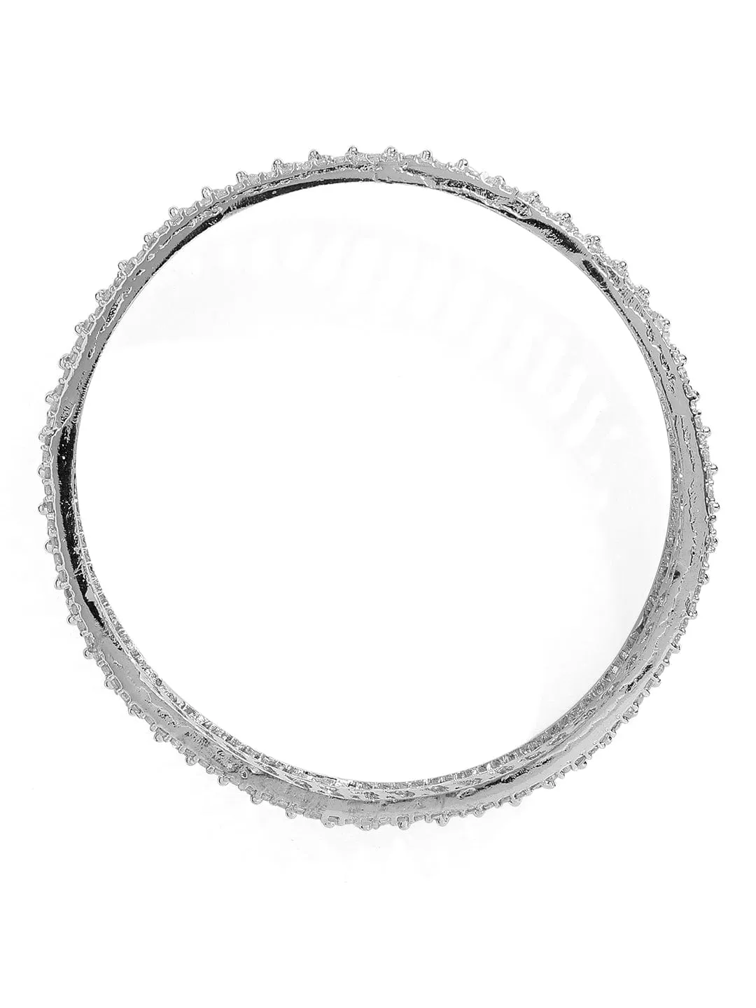 Rubans Silver Plated Zirconia Stone Studded Set of 2 Bangles.