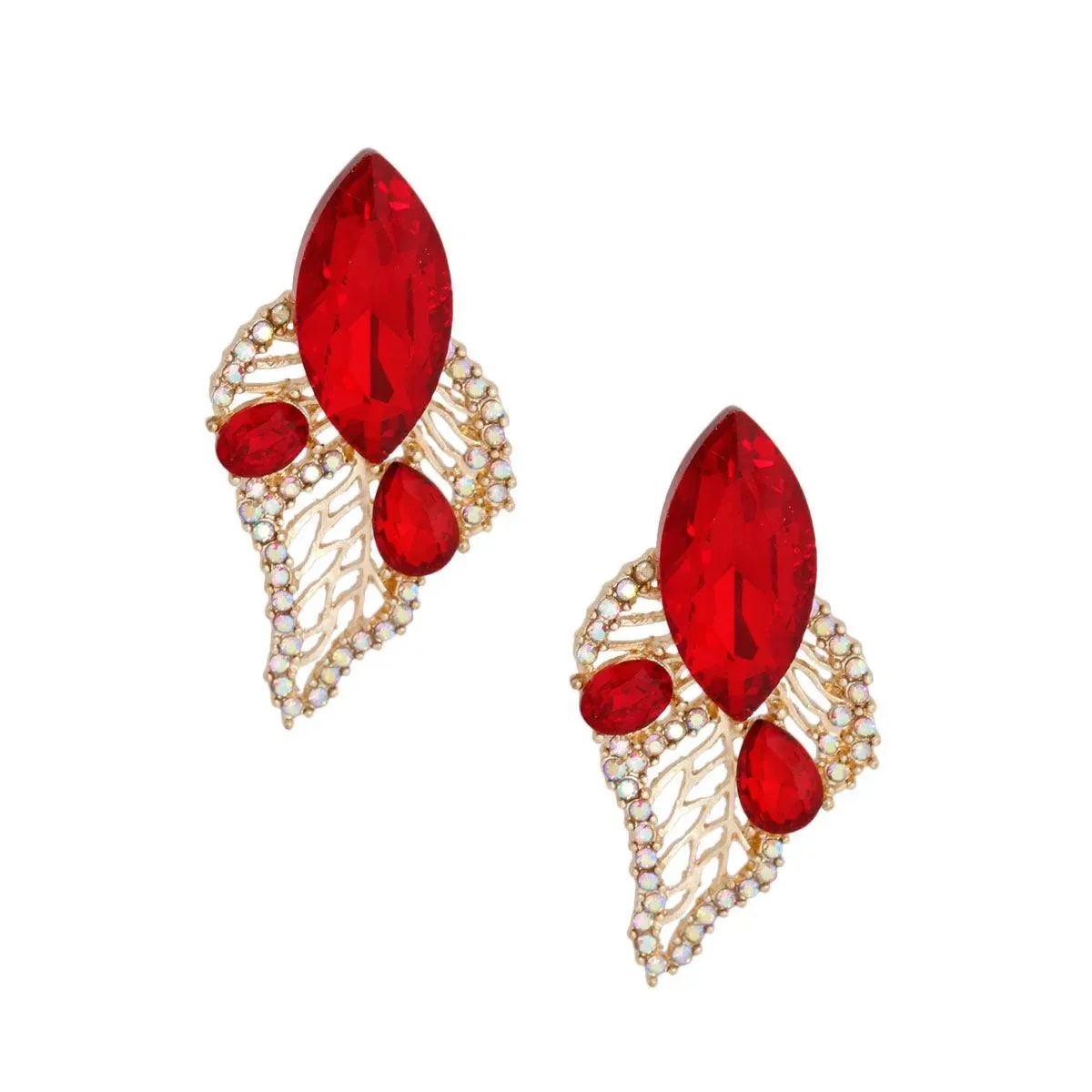 Shop Now: Trendy Red and Gold Leaf Stud Earrings