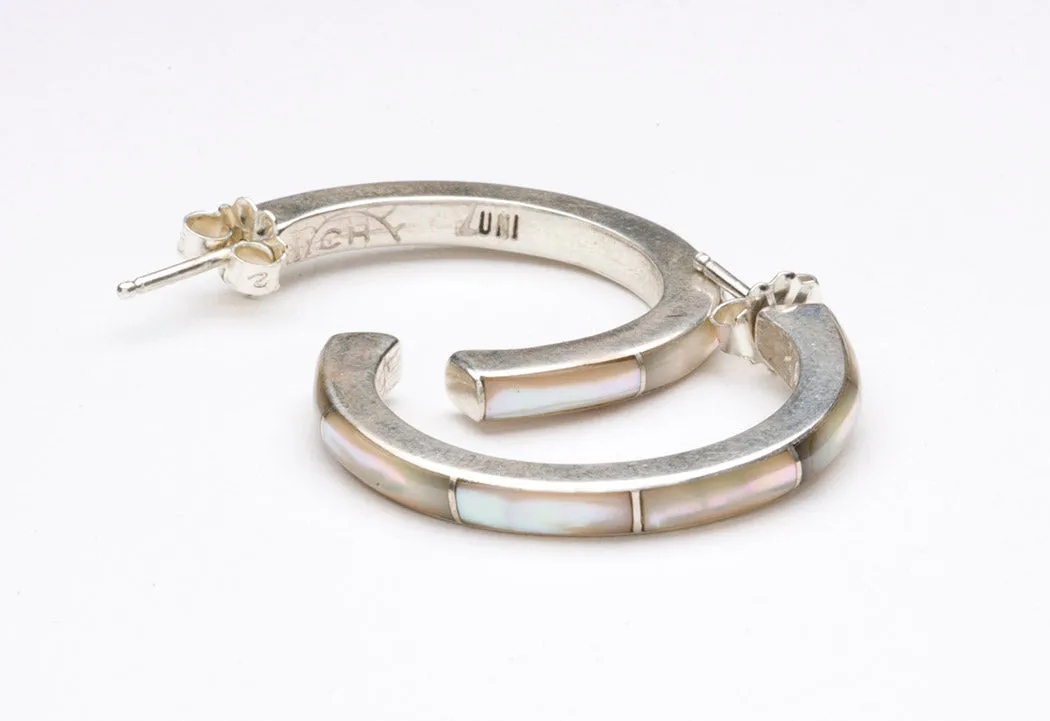 Simply Elegant Mother Of Pearl Half Hoops