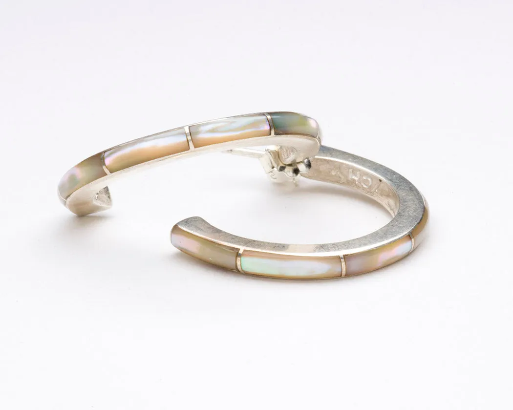 Simply Elegant Mother Of Pearl Half Hoops