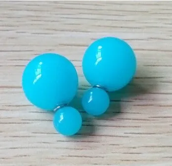 Solid Color Brincos Double Side Simulated Pearl Earrings for Women