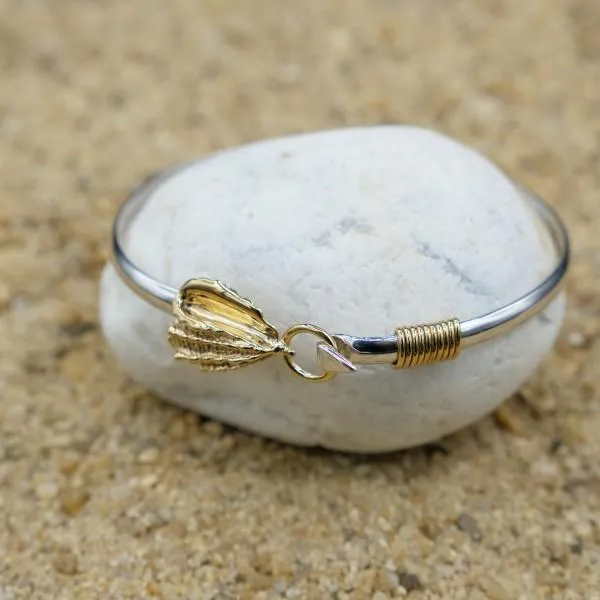 Sterling Silver Bangle with 18k Gold Conch Shell